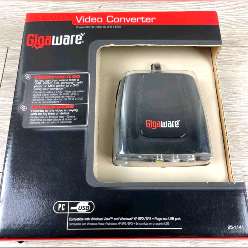 Gigaware 2501141 VHS-TO-DVD Or MP4 Video Converter New Sealed S Video Composite